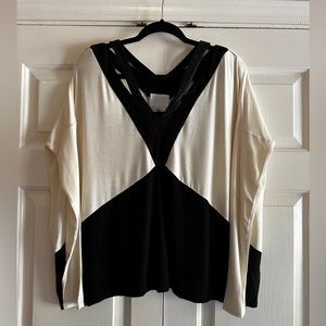 Black & White Long Sleeve Blouse - XS